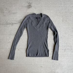 Y2K energie grey vneck slim fit sweater vintage 2000's